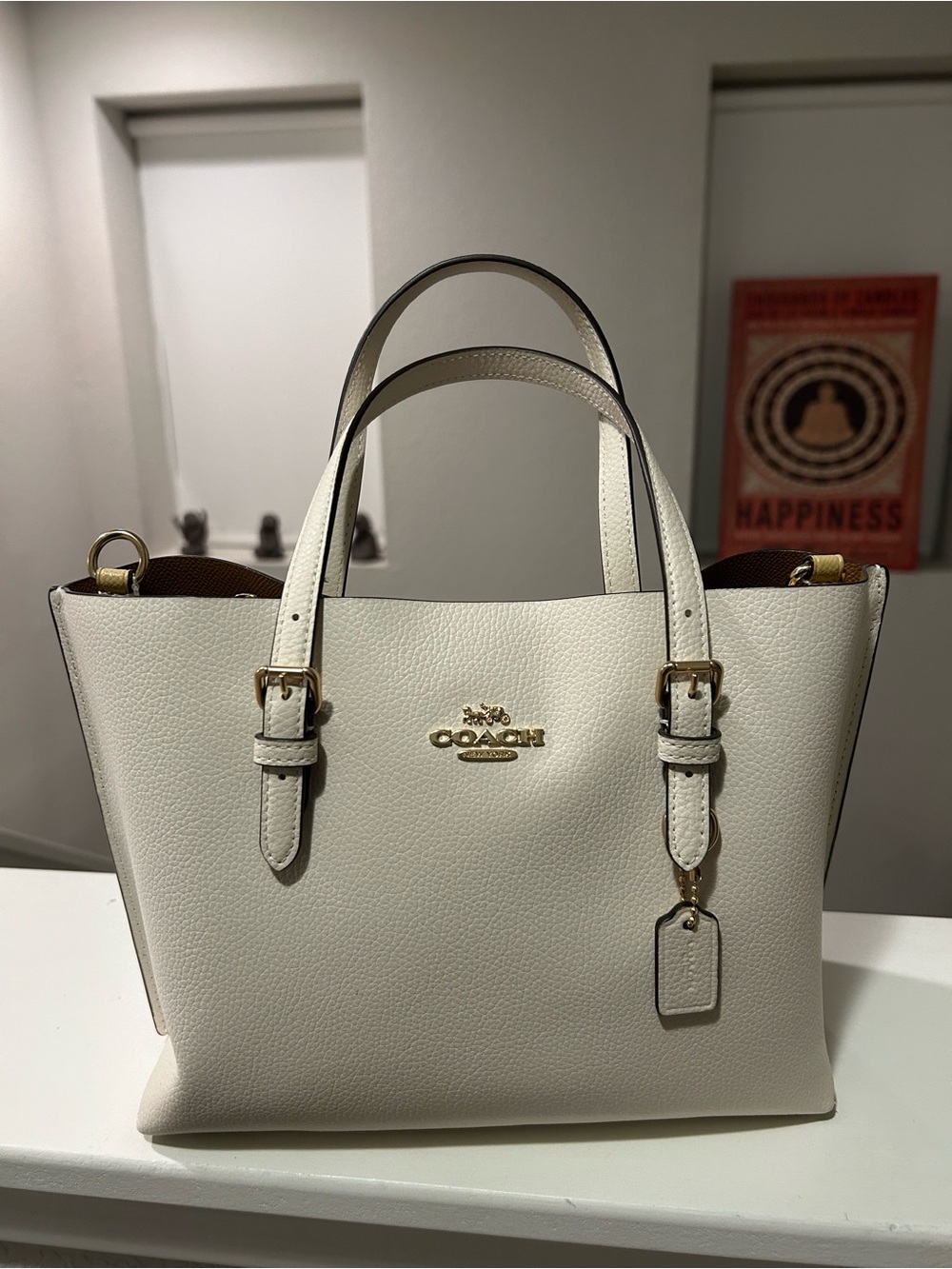Coach mollie tote bag 25 chalk light saddle